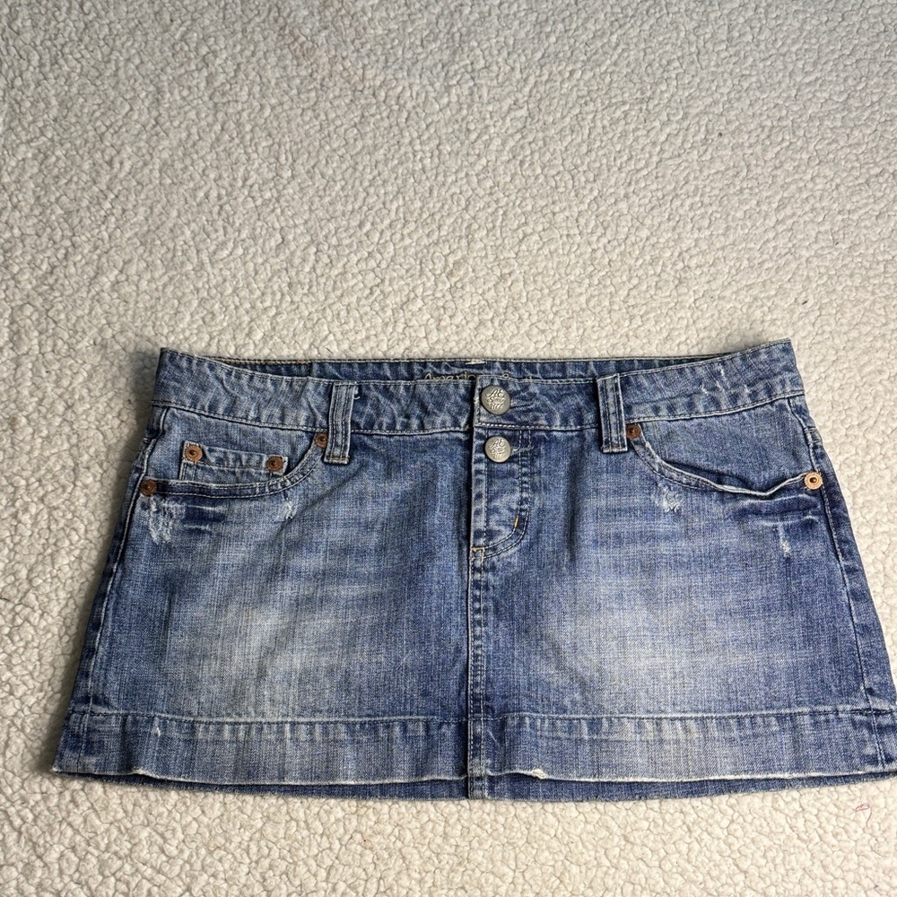 American Eagle Outfitters 90’s Y2K Light Blue Denim Micro Mini Skirt